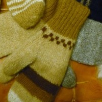 Reversible Mittens, Double layer, 100% alpaca; hand-knit